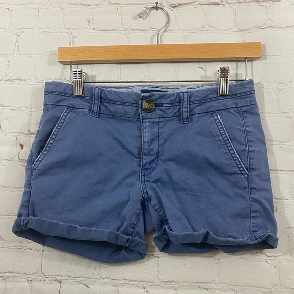 American Eagle Outfitters Stretch Midi Blue Faded Wash Womens Size 2 Shorts - Picture 2 of 5